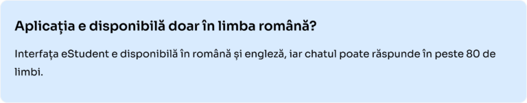 Interfața eStudent poate fi setată în română sau engleză.